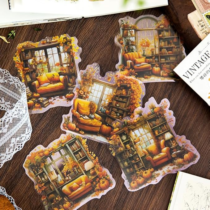 MAFELOE Retro Scrapbook Stickers of 10 Pieces, PET Aesthetic Deco Stickers Journaling Supplies for Junk Bullet Bottles Laptop- Flower Corner Series-B