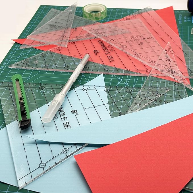 3 Set Tall Triangle Quilting Rulers for Quilting Templates 6 8 10 Inch Wedge Triangle Quilting Rulers and Templates, Sewing Templates for Sewing Cut Measurement DIY Craft Quilting Tools