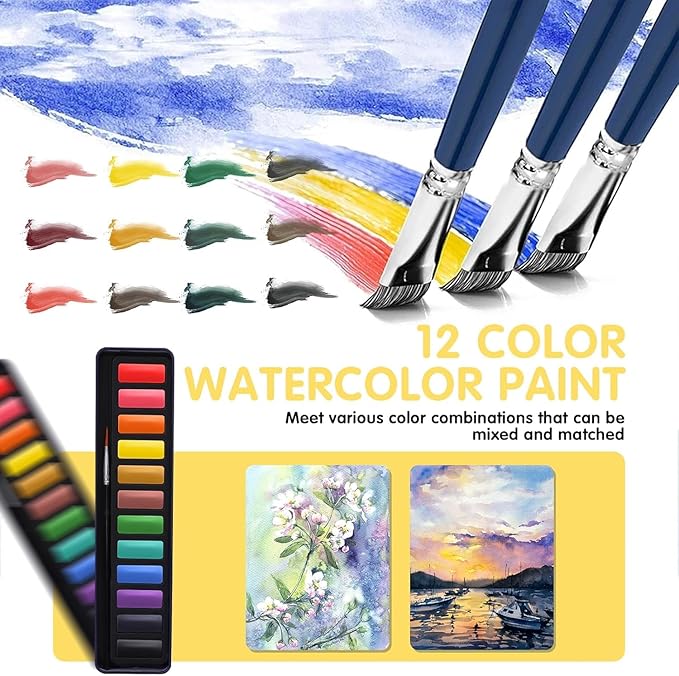 Watercolor Workbooks with Sketches, Beginner Friendly Water Coloring Book Watercolor Paint Set Art Crafts Painting Kit Gift for Adults, Any Level Artist (Autumn, Without Paint Set)
