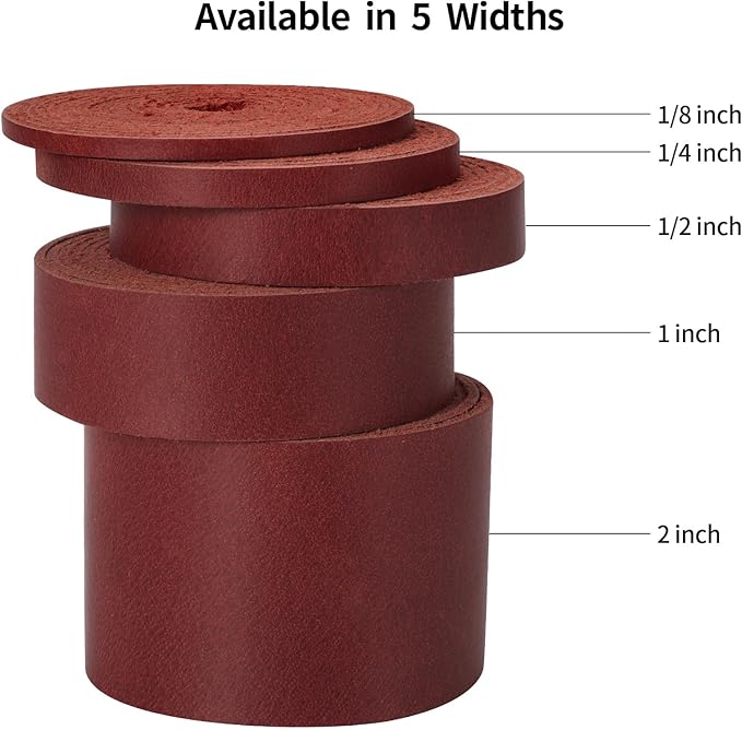 Ringsun 1/8 Inch Wide Flat Leather Strips for Crafts, Shoe Laces Boot Laces Full Grain Leather Straps Cord String for Crafts, Tooling (2mm Thick 72.5 Inches Long Red)
