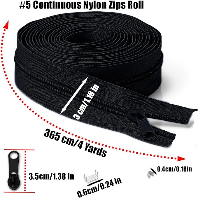 #5 Nylon Zipper Tape for Sewing: YZSFIRM 24 Yards Brown Series by The Yard Nylon Coil Zippers for DIY Sewing Craft with 30 Bulk Metal Zipper Slider