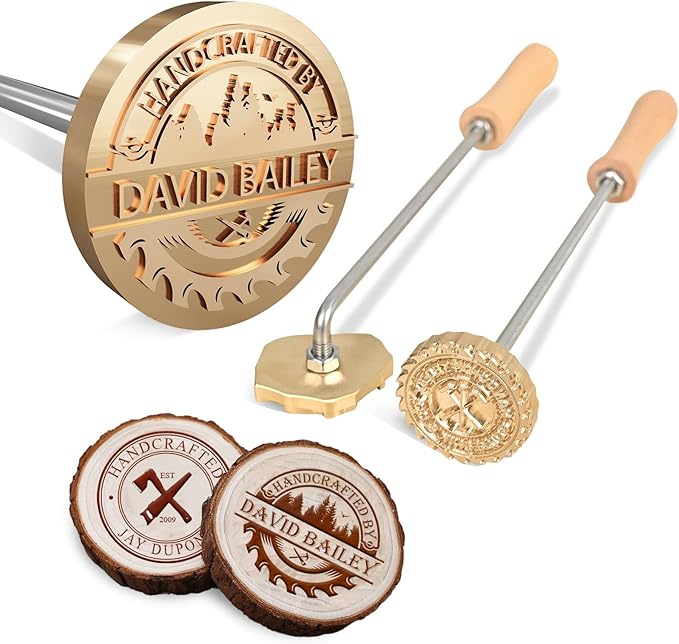 Duckbe Custom Branding Iron for Wood, Personalized Wood Burning Stamp with Your Logo, Durable Metal Branding Iron for Leather Meat BBQ, Hot Letters Wedding Stamps Iron Gifts for Crafting Woodworkers
