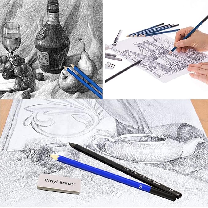 ELEAZAR SKETCHING PENCIL SET: colorful water-soluble pencils, sketching pencils, sketchbook, portable zippered drawing tool set The perfect drawing set for kids, teens and adults (42-Piece)