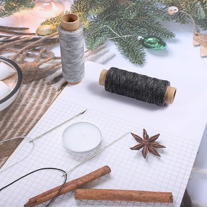 110Yards Waxed Thread with 7 Pcs Leather Needles for Hand Sewing 150D Flat Waxed Thread Repair Needles for Upholstery Canvas Bags Sofa Furniture
