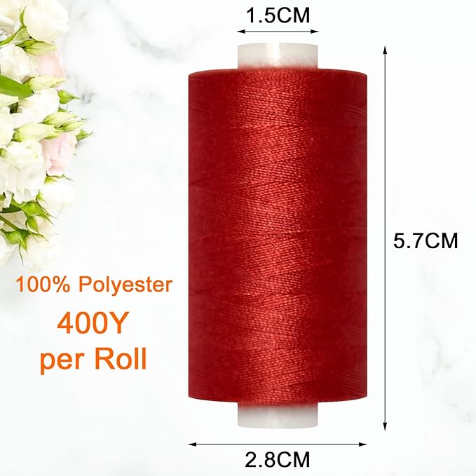 All Purpose Sewing Thread-2 Spools of Hand Polyester Sewing Thread for Sewing Machine for Hand and Machine Sewing(red, 2 spools)