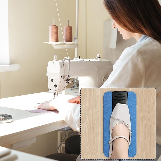 2 PCS Sewing Machine Foot Pedal Mat, No Slip Muffling Sewing Machine Foot Mat, Quilting Supplies Accessories Waterproof Easy to Clean, Blue