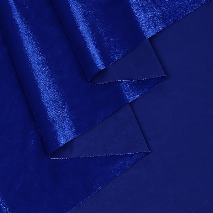 KKJIAF Royal Blue Stretch Velvet Fabric 60 Inch Wide, 1 Yard Soft Stretchy Fabric for Sewing Clothes, Apparel, Costume, Crafts - 90% Polyester 10% Spandex