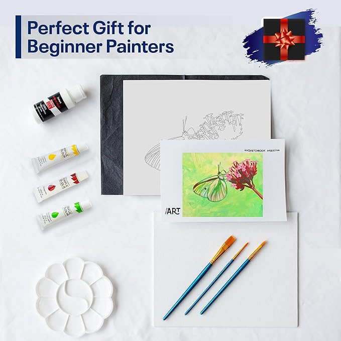 DIY Art Painting Kit for Adults – Learn to Paint Moth with Video Tutorials – 9 Pieces Acrylic Paint Set for Adults –Perfect Christmas Crafts & Holiday Gifts for Art Lovers