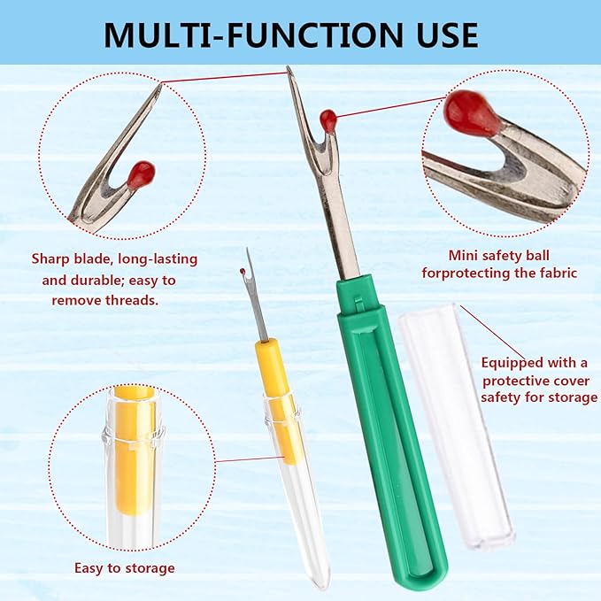 54PCS Big Eye Sewing Needles Kit 5 Size Stainless Steel Needles for Hand Sewing Kit Embroidery Yarn Knitting Steel Needle Set with Threads,Needle Threaders,Seam Ripper,Tape Measure,Thimble