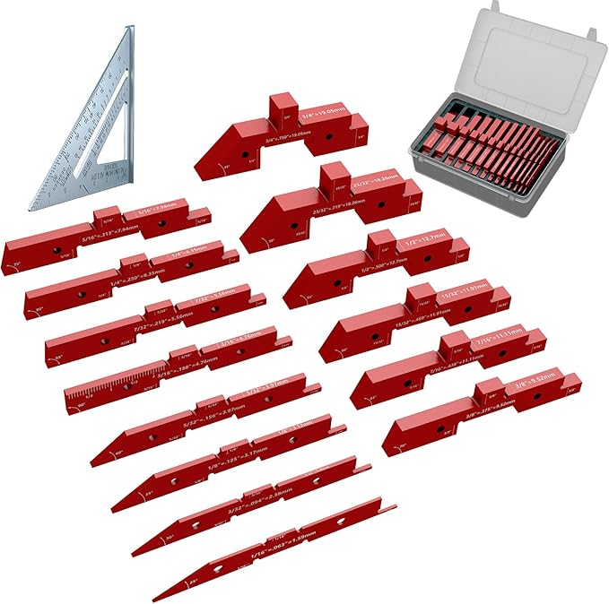 Setup Blocks Woodworking, 14 Pcs Precision Aluminum Router Table Setup Bars(Each Block has Different Thickness), Set up Blocks for Woodworking and Router Table Saw Accessories