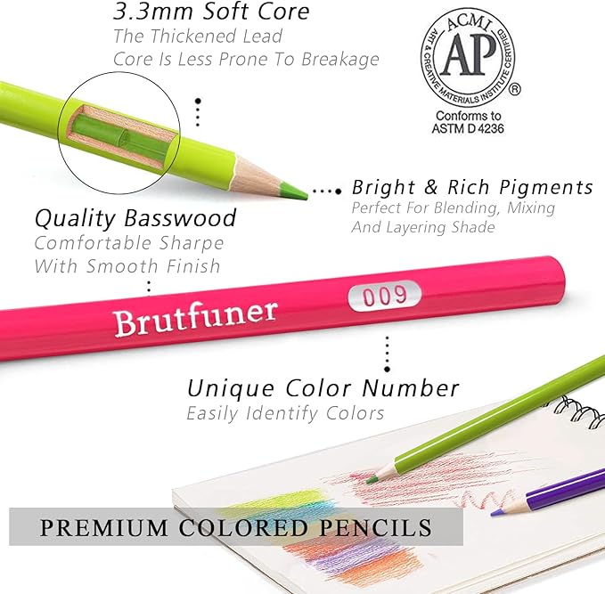 LBW Colored Pencils for Adult Coloring Books, 120 Oil Based Soft Core Professional Color Pencils Set for Artists Kids Beginners Drawing Coloring Sketching Blending