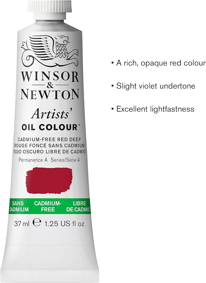 Winsor & Newton Artists' Oil Color, 37ml (1.25 oz) Tube, Cadmium-Free Red Deep