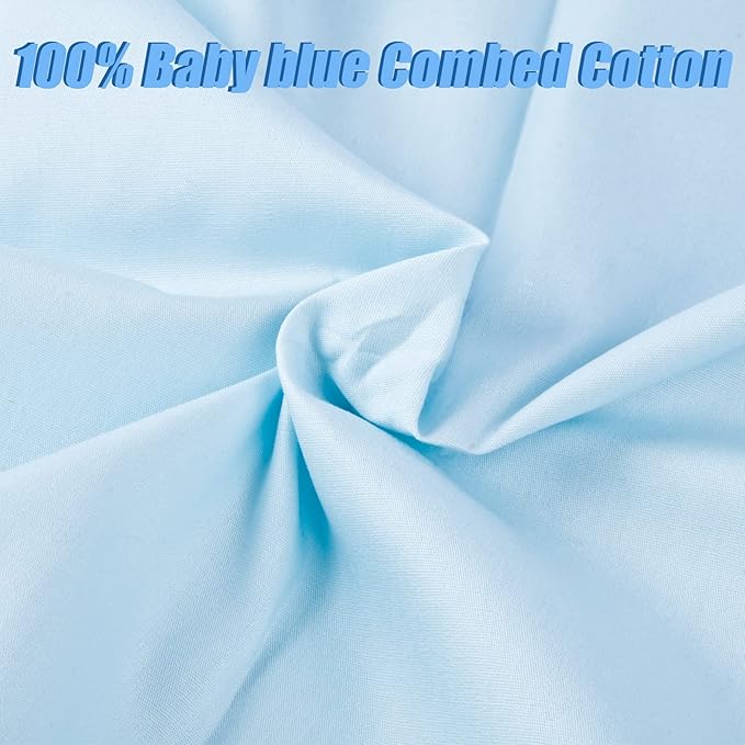 2 Yard Baby Blue Cotton Fabric, Natural Cotton Poplin Fabric by The Yard, 59 Inches Wide 100% Cotton Fabric, Soft Embroidery Muslin Quilting Material for Sewing Material Apparel Cloth