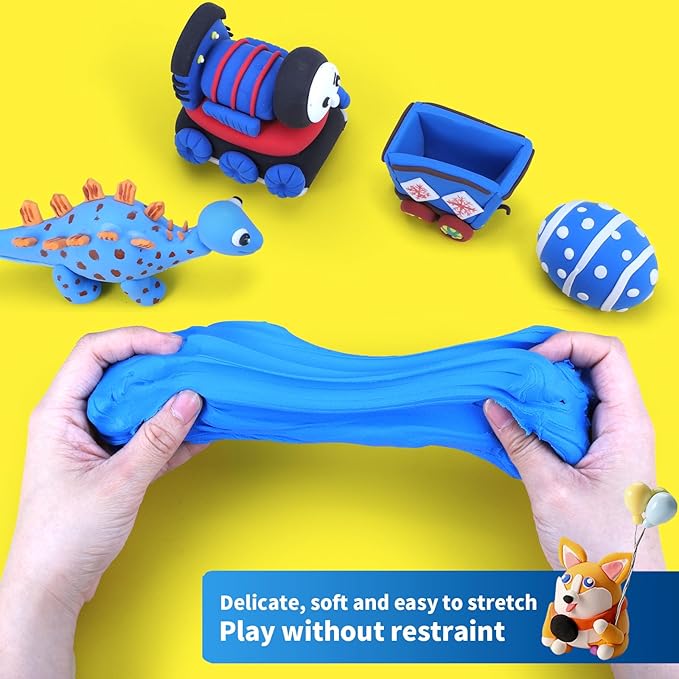 iFergoo Blue Air Dry Clay, DIY Creative Modeling Clay for Kids, Super Light Magic Clay for Kids Age 3-12, Safe & Non-Toxic, Molding Clay for Sculpting, Great Gift for Boys & Girls