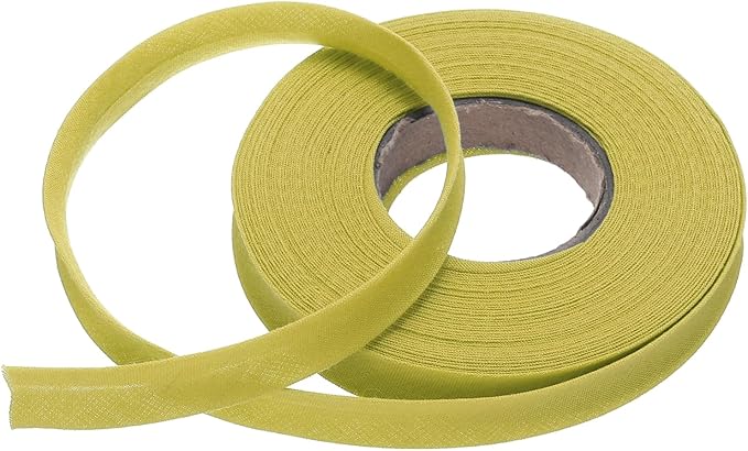 MECCANIXITY 1/2 Inch Single Fold Bias Tape Polyester Continuous Bulk Bias Tape for Sewing,Seaming Quilting Hemming Binding Crafts (Gold 10 Yards)