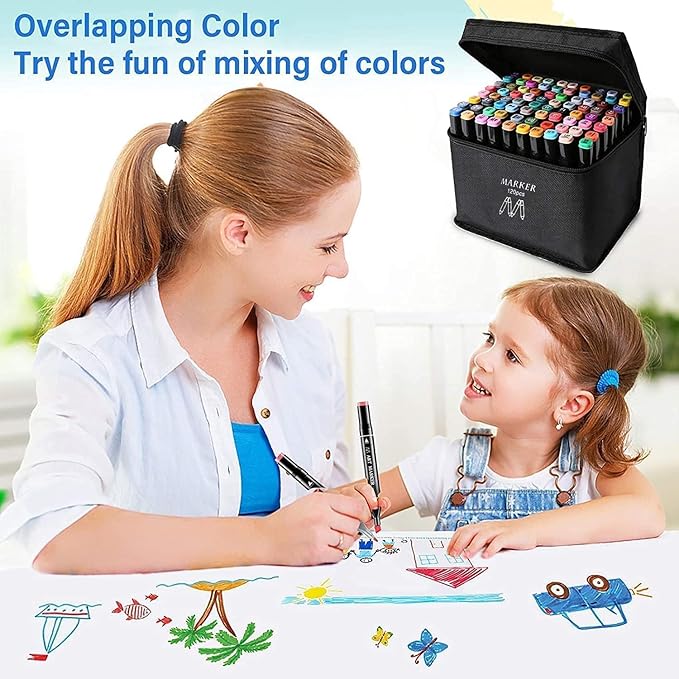 Tommax 120 Colors Dual Tip Alcohol Markers, Sketch Markers Set for Kids Adults Artists Painting, Coloring, Sketching, Multicolor