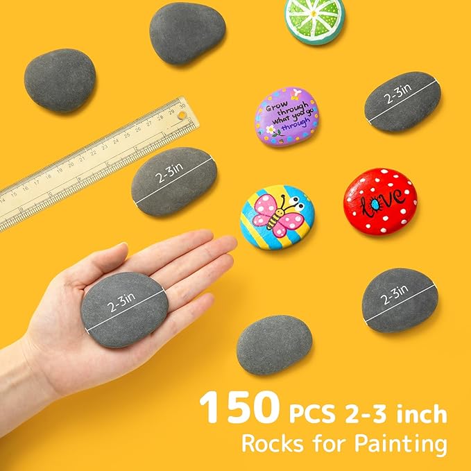 Simetufy 100Pcs Rocks for Painting Bulk, 2"-3" Painting River Rocks, Flat & Smooth Natural Stones for Arts, Crafts, Painted Gift for Adults Family Time, Kindness Stones, Decoration