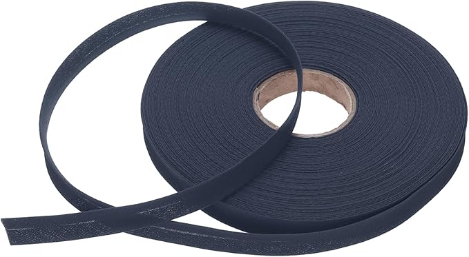 MECCANIXITY 1/2 Inch Single Fold Bias Tape Polyester Continuous Bulk Bias Tape for Sewing,Seaming Quilting Hemming Binding Crafts (Navy Blue 25 Yards)