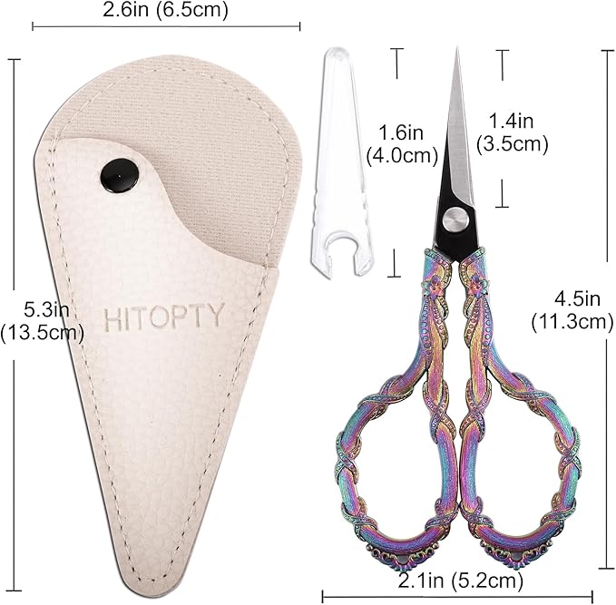 Small Sewing Scissors Sharp Tip Little Scissor with Cover for Embroidery Needlework Threading Knitting Craft DIY Tool Rainbow