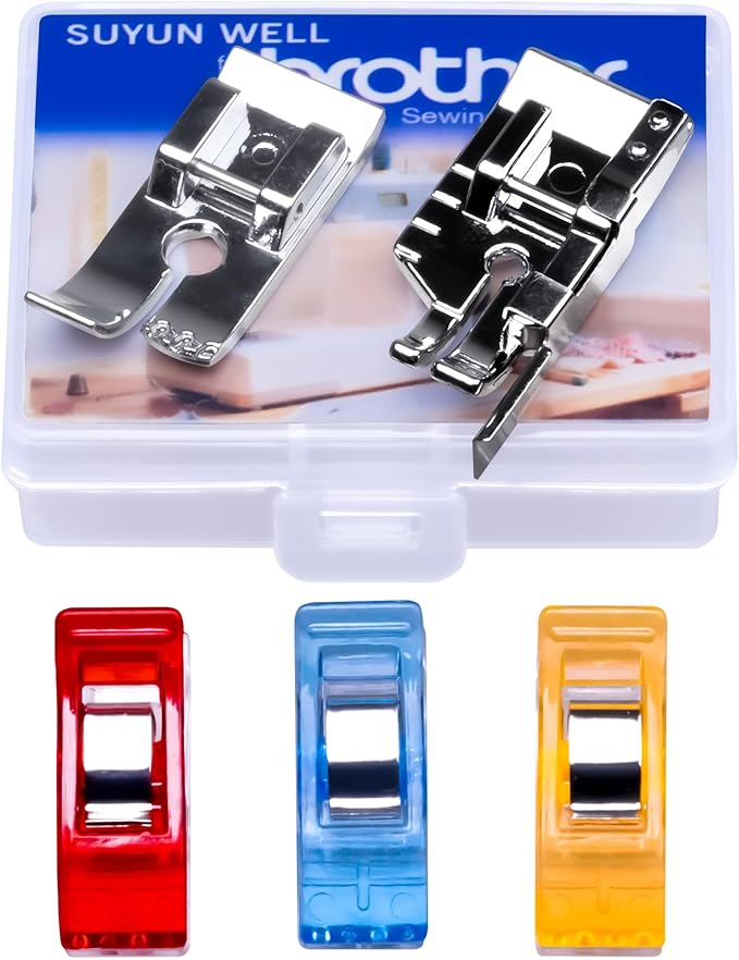 1/4 Inch Straight Stitch Presser Foot 1/4 inch Snap on Foot w/Guide for Low Shank Snap-On Singer, Brother, Janome, Juki, Babylock,More Sewing Machines(Set6-1/4 Straight Stitch Foot)