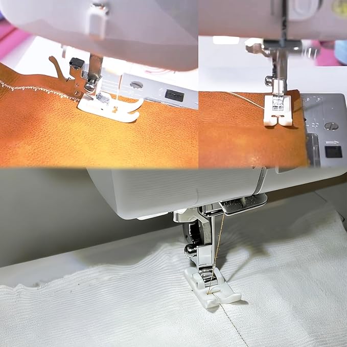 Roller Non-Stick Zigzag Teflon Sewing Machine Presser Foot 1/4''Quilting Patchwork Presser Foot for Low Shank Snap-On Singer, Brother, Babylock, Janome, Etc(Set8-Roller&Non-Stick Foot)