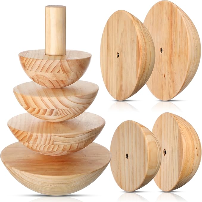 DoubleFill 4 Pack Pottery Molds Plaster Molds Wood Pottery Tools with Handle for Ceramic Top Forms DIY Bowls Plate Dish Slump Press Art Making(Hemispherical,5.5'' 6.5'' 7.5'' 8.5'' Thickness 2.5'')