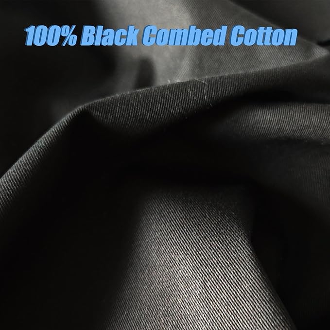 2 Yard Black Twill Cotton Canvas Fabric,Natural Thick Cotton Poplin Fabric by The Yard,59 Inches Wide 100% Cotton, Embroidery Muslin Quilting Fabric Material for Sewing Material Apparel Cloth