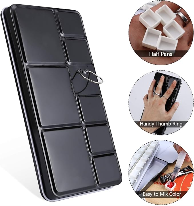 MYARTOOL Metal Tin Paint Case, Fold-Out Palette Holds 48 Half Pans, Travel Palette, Acrylic and Watercolor