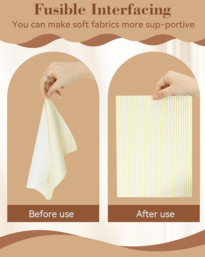 FIVEIZERO Lightweight White Iron-On Non-Woven Fusible Interfacing: 12in x 30yd Lightweight Non-Woven Interfacing Iron On Polyester Single-Sided Interfacing for DIY Crafts Supplies