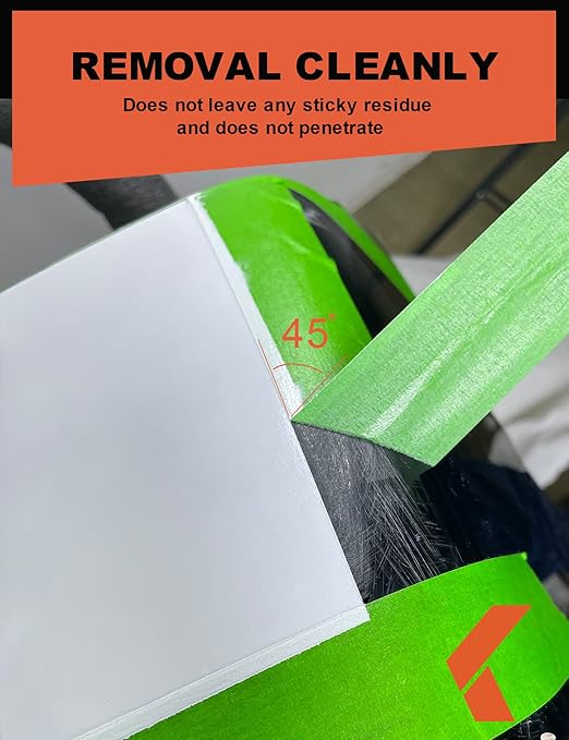 Painters Tape for Car Paint Green No Residue Automotive Masking Tape for Automotive Paint - Heat Resistant for Paint Booth, 1.41 Inches x 60 Yards, 9 Rolls