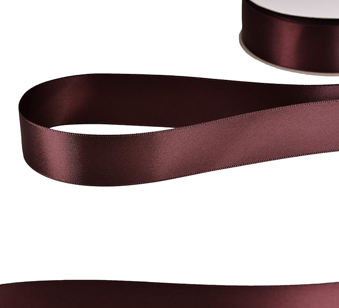 YAMA Double Face Satin Ribbon - 1 Inch 25 Yards for Gift Package Wrapping,Floral Design,Hair Bow Clip Making,Crafting,Sewing,Wedding Decor, Burgundy