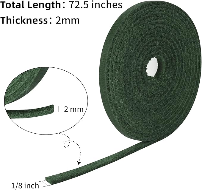 Ringsun 1/8 Inch Wide Flat Leather Strips for Crafts, Shoe Laces Boot Laces Full Grain Leather Straps Cord String for Crafts, Tooling (2mm Thick 72.5 Inches Long Green)