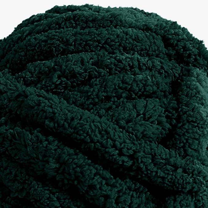 HOMBYS Dark Green Chunky Chenille Yarn for Hand Knitting,Fluffy Soft Jumbo Yarn Crocheting,Super Bulky Big Yarn for Chunky Blanket,Large Thick Arm Knitting Yarn,8 Pack Plush Yarn