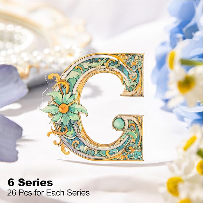 Baroque Alphabet Scrapbook Stickers Set, 156PCS Letters Ephemera for Scrapbooking, Junk Journaling, Crafting, DIY Projects, Diaries, and Art Supplies