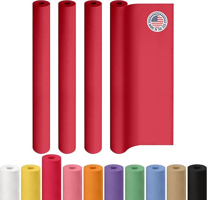 48" x 1200" (100 ft) Red Kraft Paper Roll, Pack of 4 - USA-Made Quality Craft Paper for Gift Wrapping, Kids' Arts & Crafts, School Projects - 100% Recycled, 50 lb Natural Material by IDL Packaging