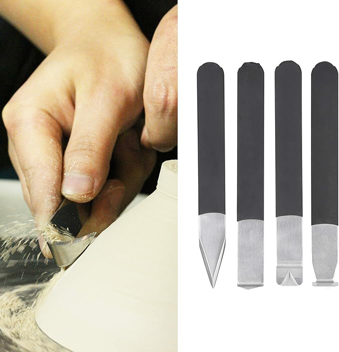 4PCS Clay Carving Knife Tools, Metal Pottery Clay Carving Tools, Pottery Sculpting Tools Set, for Engraving, Shaping, Styling Clay Pottery and Sculpture