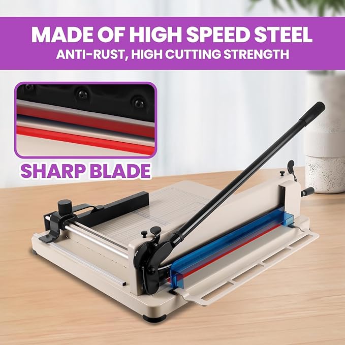 Heavy Duty Guillotine Paper Cutter, 17-inch Guillotine Table Paper Cutter,White(a3), 400-Sheet Paper Cutter with Double Safety Protection for Office, School, Commercial, Larger Area (17in)