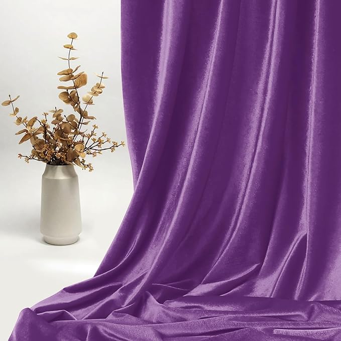 KKJIAF Purple Stretch Velvet Fabric 60 Inch Wide, 5 Yard Soft Stretchy Fabric for Sewing Clothes, Apparel, Costume, Crafts - 90% Polyester 10% Spandex