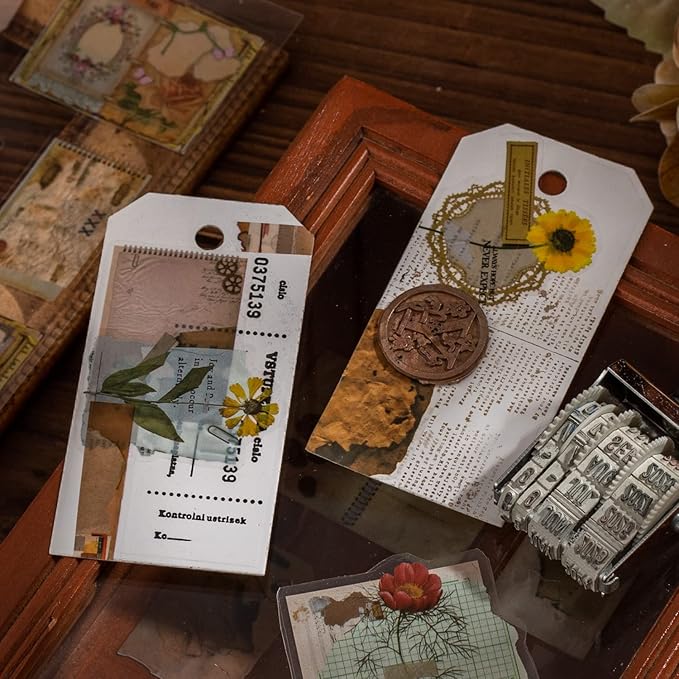 Alideco Vintage Scrapbook Stickers Set Retro Floral Sticker Book for Adults Sticker journaling Stickers for Scrapbooking Tweezer 20Sheets/160Pcs (fanhuabiaoben)