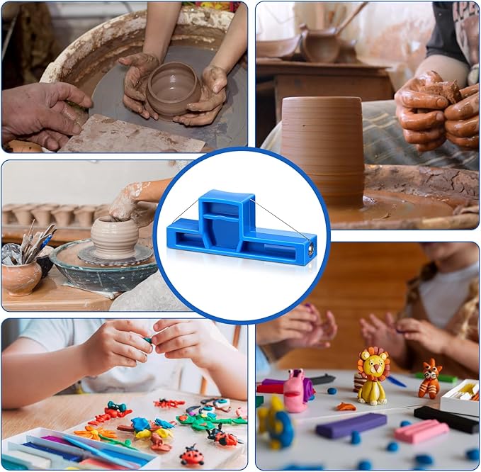 Clay Bevel Tool Pottery Tools Angle Cutter Pottery Wire Bevel Cutter Clay Wire Cutters for Sculpting Small Trimming Tool Blue Plastic Ceramic Wires Clays Cutting Tools 2.76 inches