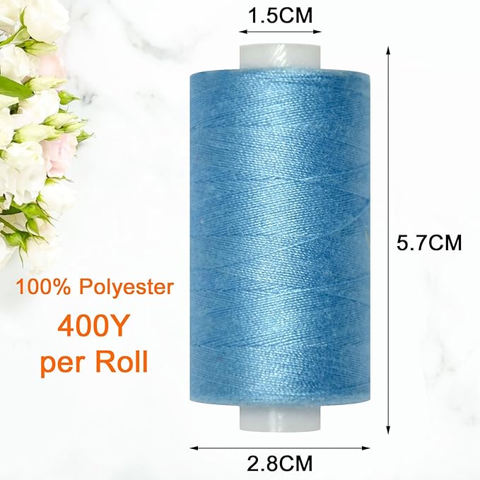 All Purpose Sewing Thread-2 Spools of Hand Polyester Sewing Thread for Sewing Machine for Hand and Machine Sewing(Turquoise Blue, 2 spools)