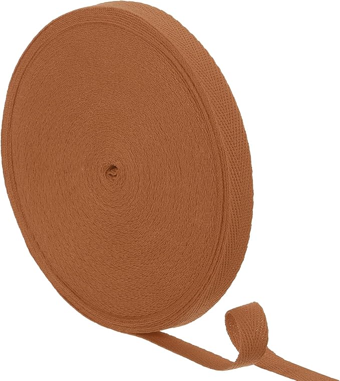 uxcell 23 Yards Cotton Twill Tape, 1/2-inch Herringbone Webbing Ribbon Bias Binding Tapes for Clothes Sewing, DIY Crafting (Earthy Brown)