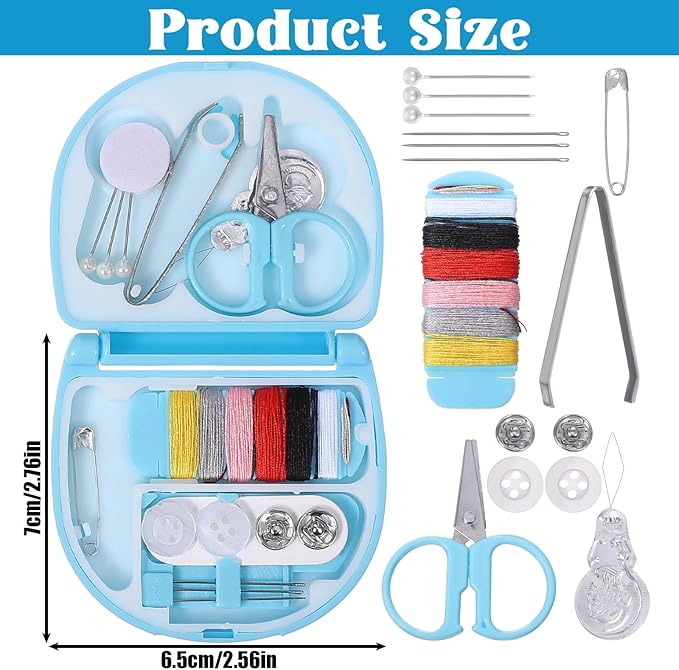 3Pack Mini Sewing Kit, Small Sewing Kit Mini, Emergency Sewings Tool with Scissors, Threads, Needles for Emergency Clothes Repair(Dark Pink, Yellow, Dark Blue)