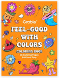 Grabie Easy Coloring Book for Adults Relaxation,Simple Mindful Coloring Pages for Alcohol Markers,Stress Relief Themes Flowers,Mushrooms,Monsters and More,Cute Designs(Feel Good with Color,30 Sheets)