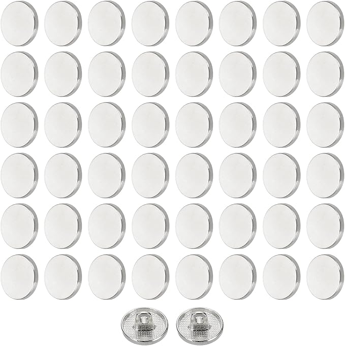 HARFINGTON 50pcs 20L Metal Round Flat Sewing Buttons 12mm Alloy Shank Craft Replacement Button for Men Women Suit Woolen Coat Shirt Trousers Sewing Crafts, Silver Tone