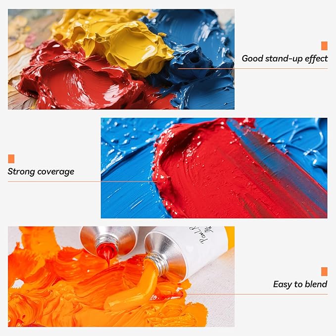 Paul Rubens Oil Paint 38 Bright Colors High Saturation, 50ml Large Capacity Tubes, Faster Drying Time with Creamy Texture and Consistency for Artists, Adults, Beginners Oil Painting Supplies