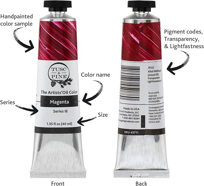 Tusc & Pine Artist Oil Paint - Kings Blue Deep, 40 ml, Non-Yellowing, Rich & Creamy Consistency, Maximum Pigment Load, Small Batch Milled Oil Paints Made in the USA for Professional Artists