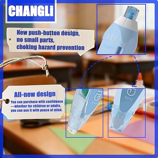 CHANGLi 6pack Refillable Scrapbook Glue Tape, 400pcs Power Glue Points, 16FT*1/5 Inch Double Sided Tape for Crafts,Scrapbooking Supplies, Adhesive Glue Runner for Gift Wrapping, Photo