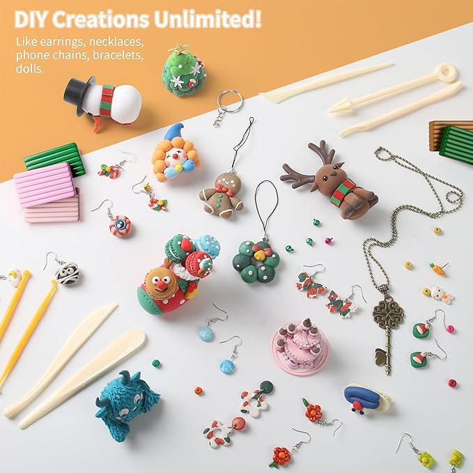 Aestd-ST Polymer Clay Kits, 85 Colors Oven Bake Modeling Clay for Kids, Non-Sticky Molding Clay with Sculpting Tools and DIY Accessories, Holiday Gift for Children and Artists
