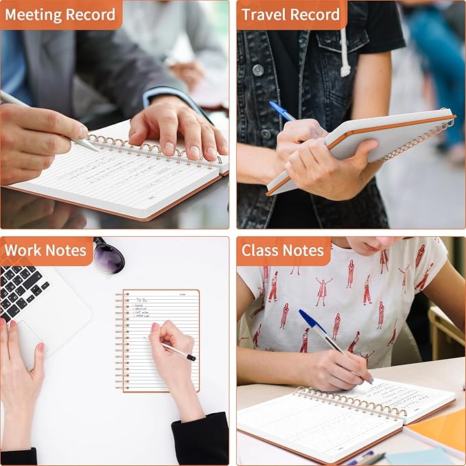 Forvencer Lined Spiral Journal Notebook with 300 Numbered Pages, A5 Thick Journals for Writing with 100GSM Paper, Hardcover Notebooks with Contents for Work, School, Women, Men, Orange